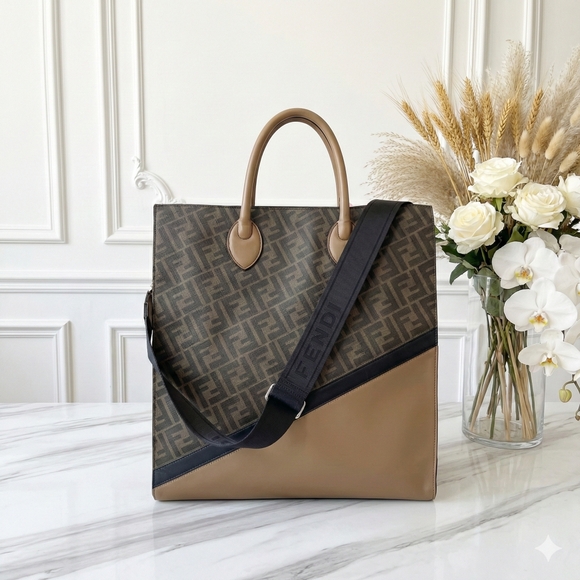 Fendi Other - Fendi EUC ✨️Diagonal Vertical Shopper Tote Brown FF Monogram ✨ UNISEX🎁